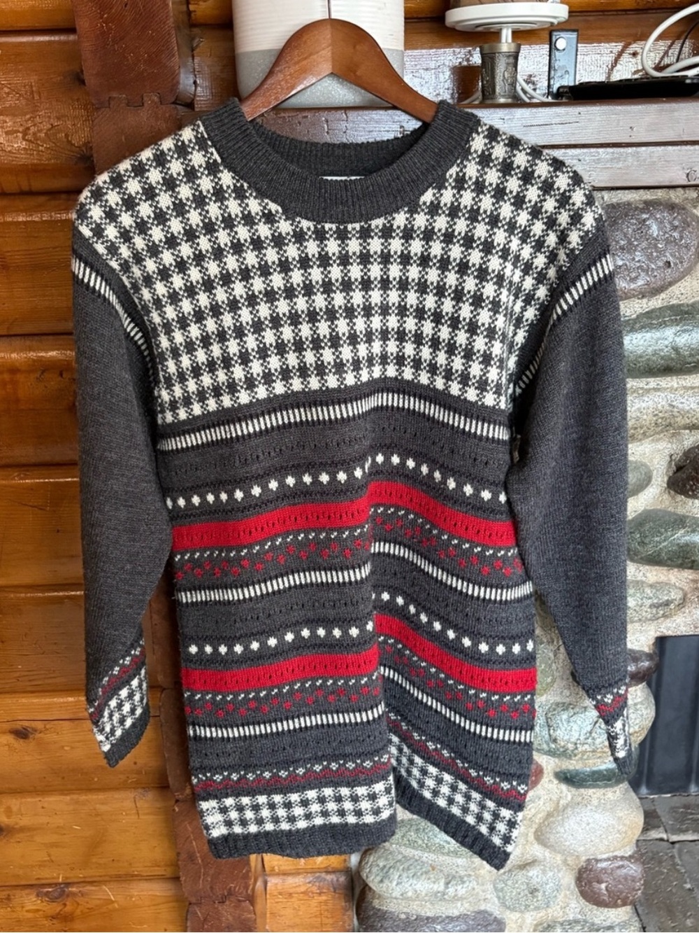 Vintage Casual Connection Fair Isle Wool Sweater Dress Tunic S/P Hong Kong